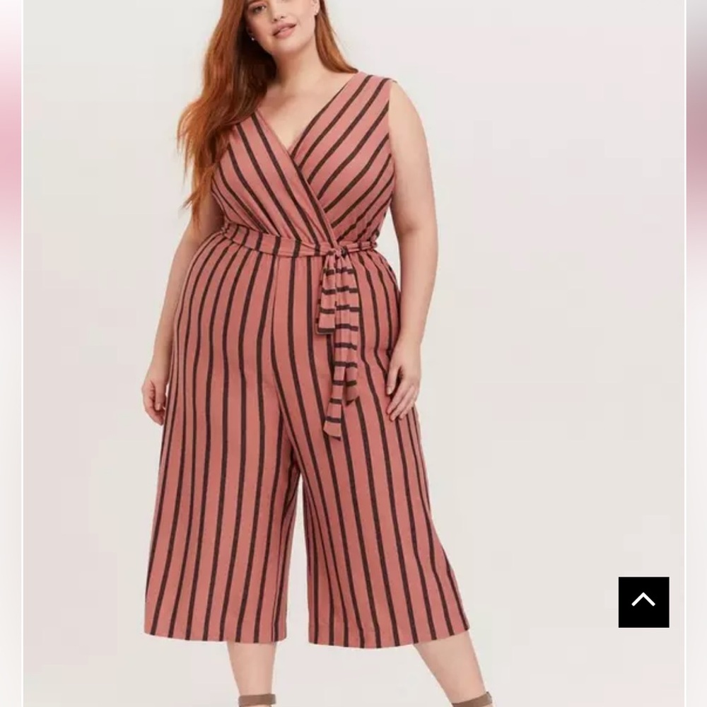 Torrid textured knit culotte jumpsuit pink striped 4X NWT